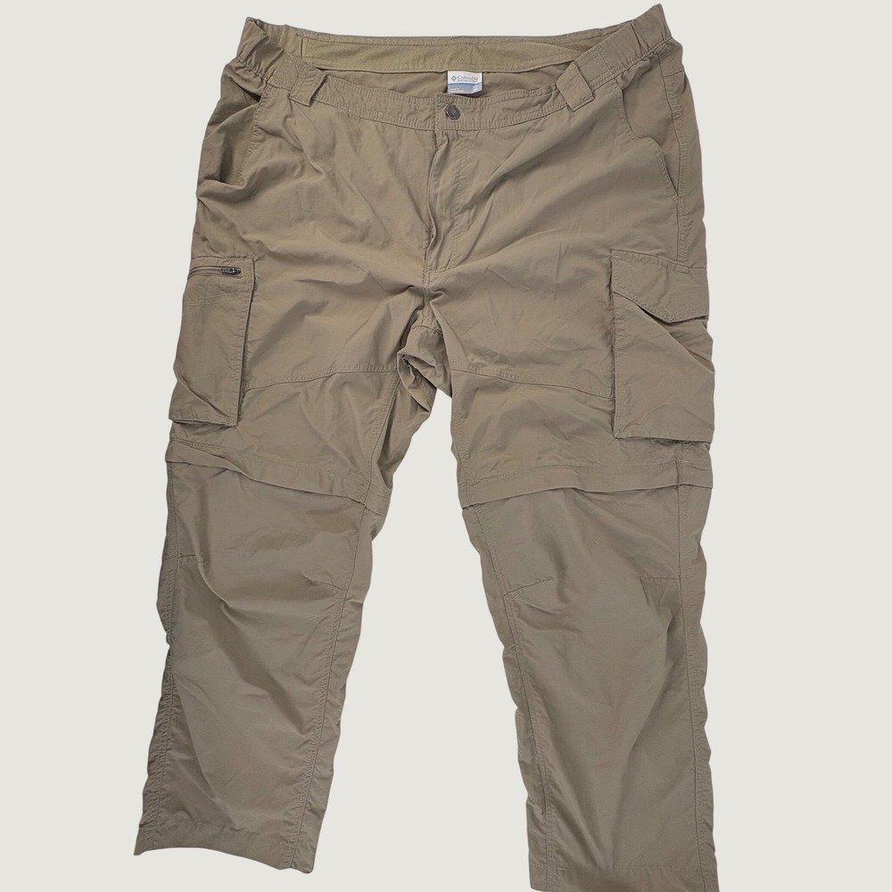 Columbia Convertible Cargo Pants Mens 42x30 Khaki Good Ripstop Silver Ridge